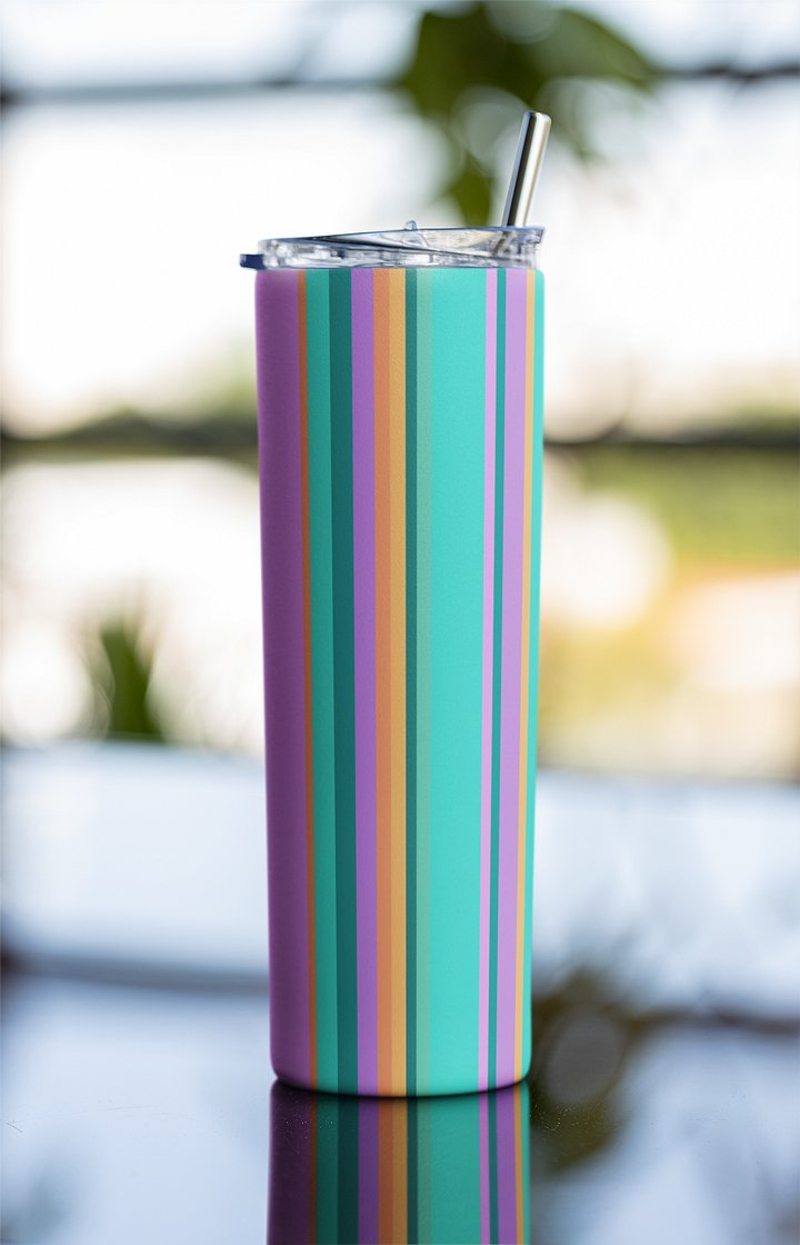 Party Time! Colorful Stripes 20 oz Tumbler with Straw product image (1)