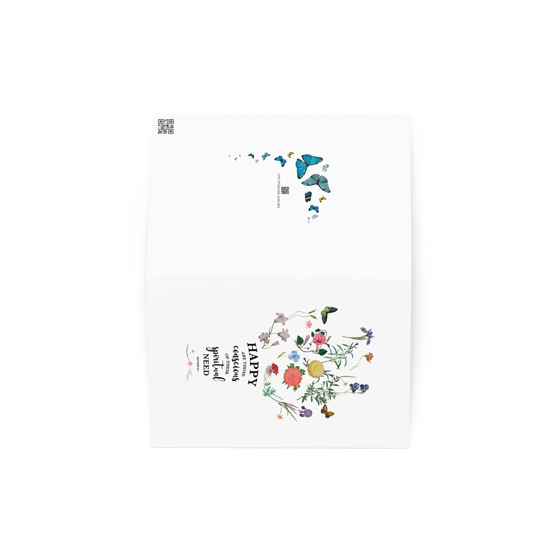 “Happy Are Those Conscious of Their Spiritual Need” | Matthew 5:3 | Floral Greeting Card product image (2)