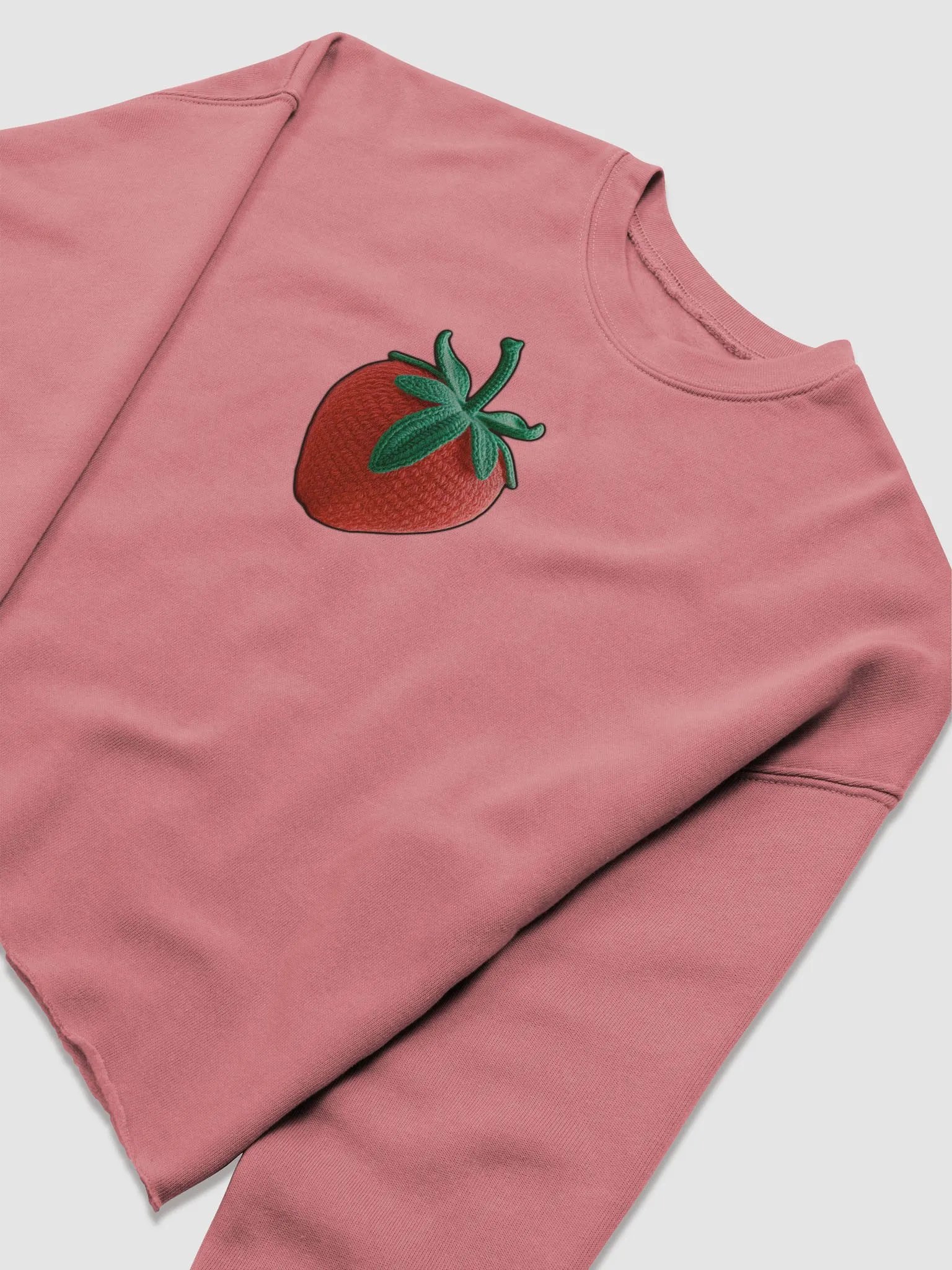 CozyAvocado Women's Mauve Fleece Crop Sweatshirt Strawberry #1 product image (5)