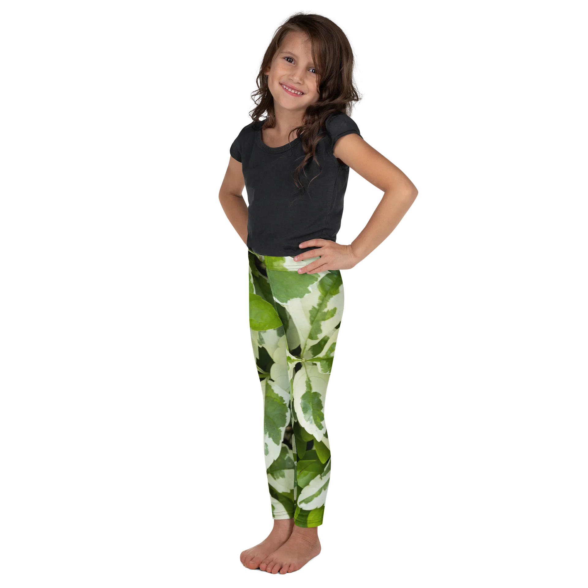 Moss & Parch All-Over Print Kids Leggings | Green & Cream Outdoor Play Pants product image (4)