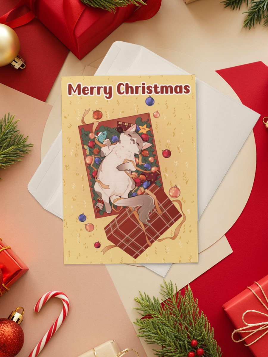 Festive cat box - Printable Christmas Card | Digital Download product image (1)