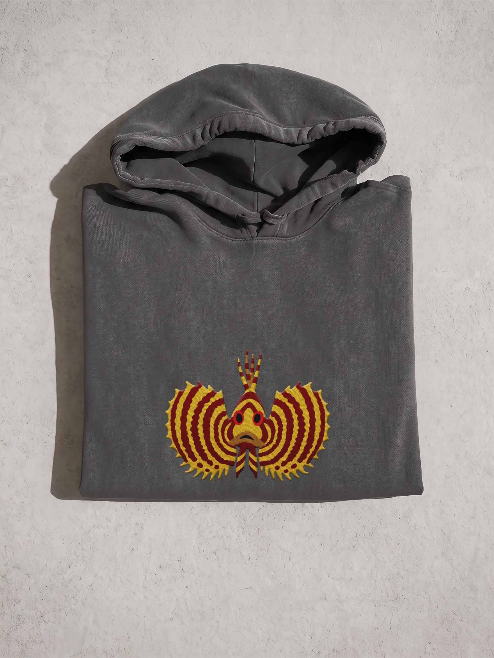 Yellow Fuzzy Dwarf Lionfish Embroidered Hoodie | Dendrochirus brachypterus Aquarium Fish Hoodie | Saltwater Reef Apparel product image (1)