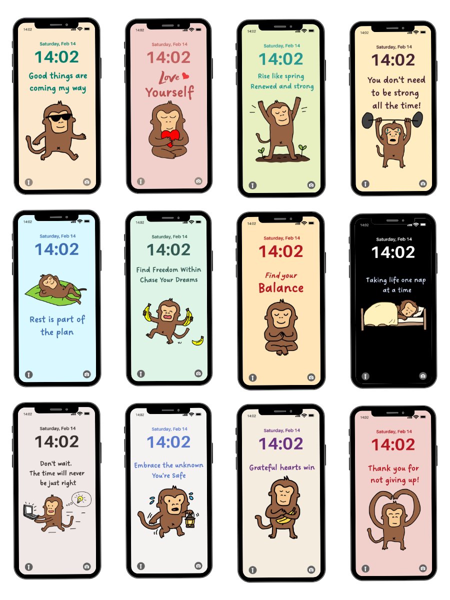 Phone Wallpapers: Monthly Messages by Monkey (12-Pack) product image (2)