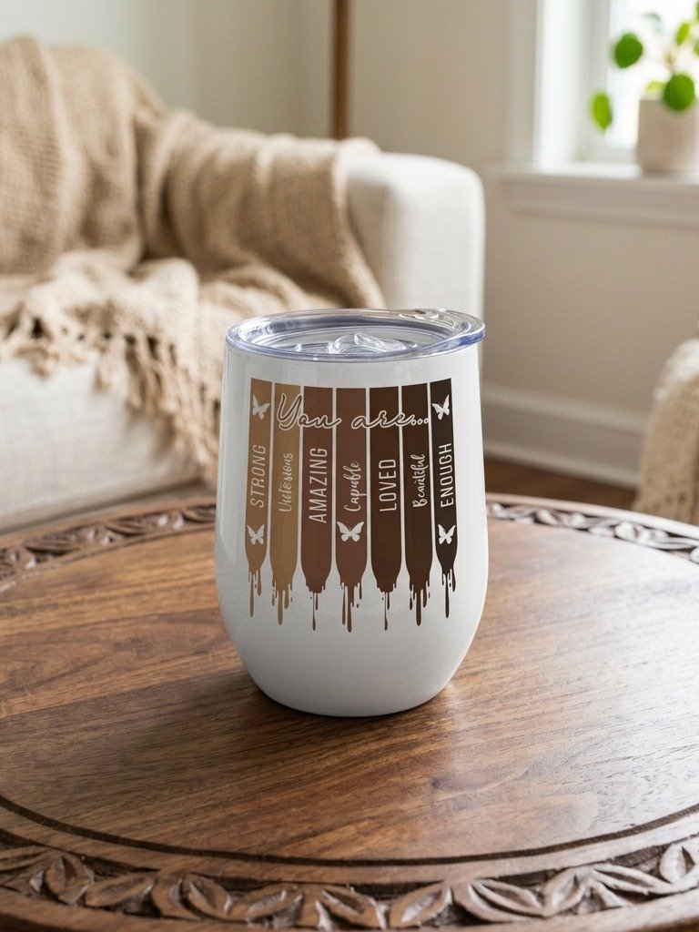 Melanin Stripes Inspirational Wine Tumbler for African American Black Women product image (1)