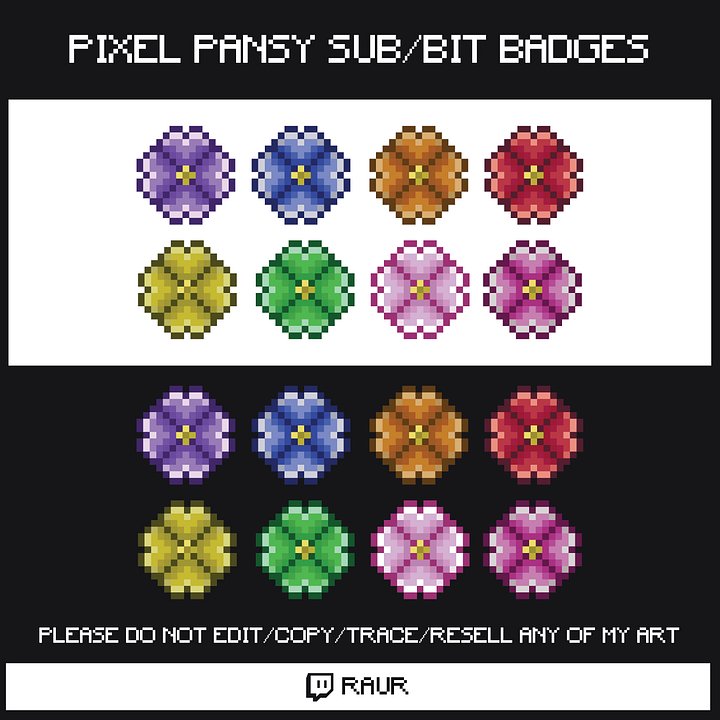 Twitch Pixel Pansies - Sub/Bit Badges product image (1)