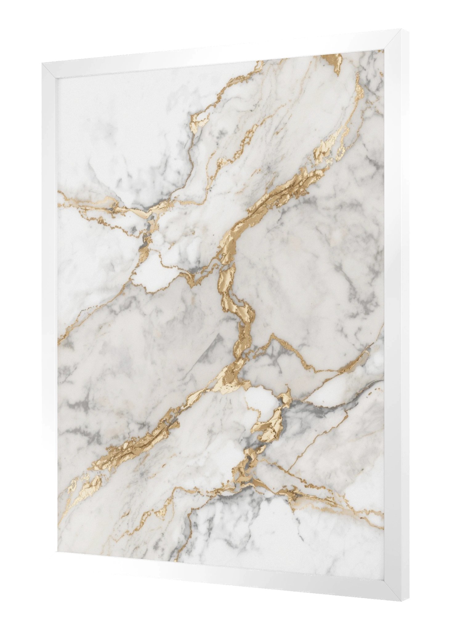 Golden Veins Marble Wall Art | Elegant White & Gold Abstract Decor-46×61 cm product image (6)