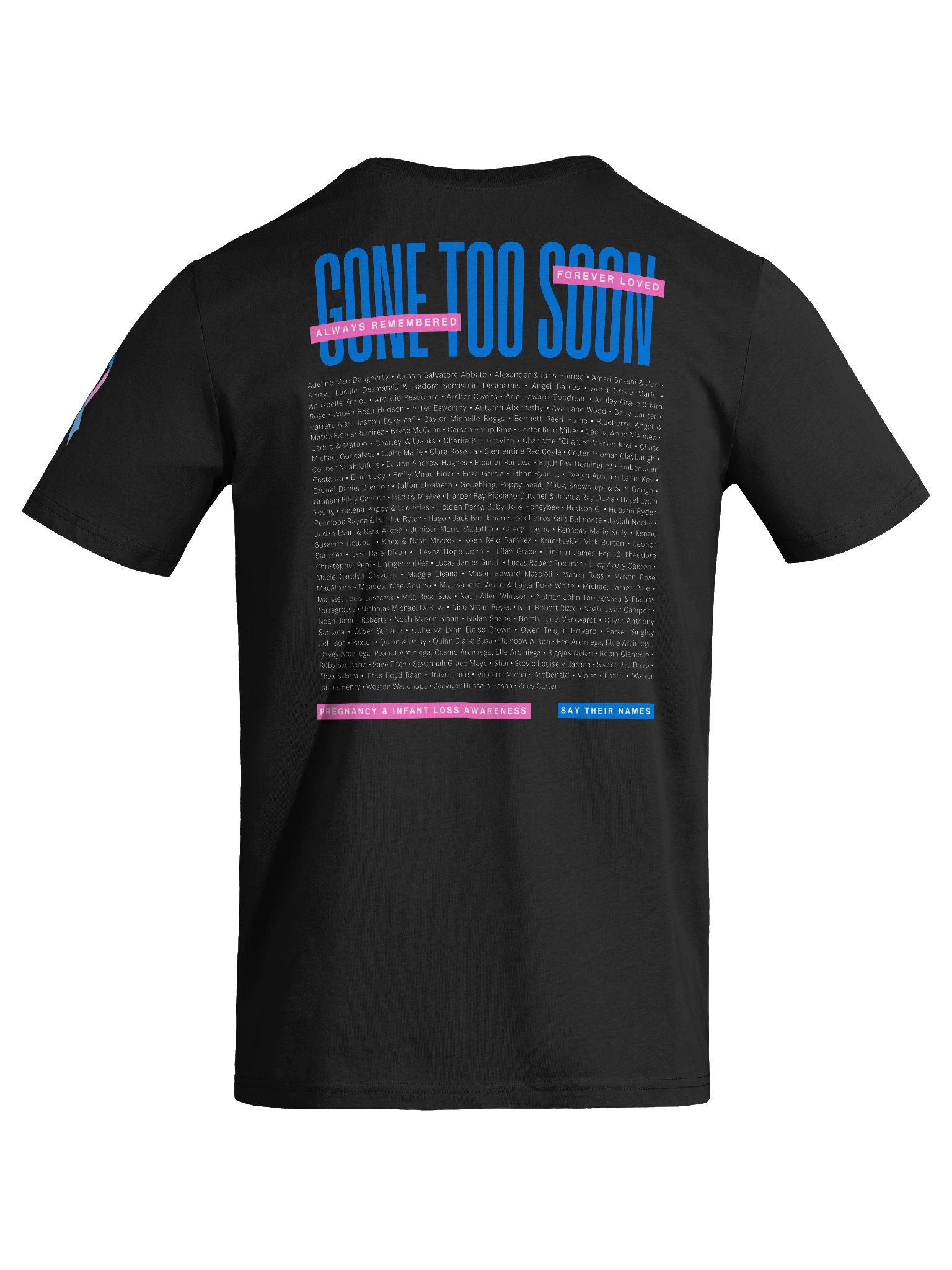 'Gone Too Soon' 2026 Memorial Shirt (organic cotton, dark) product image (10)