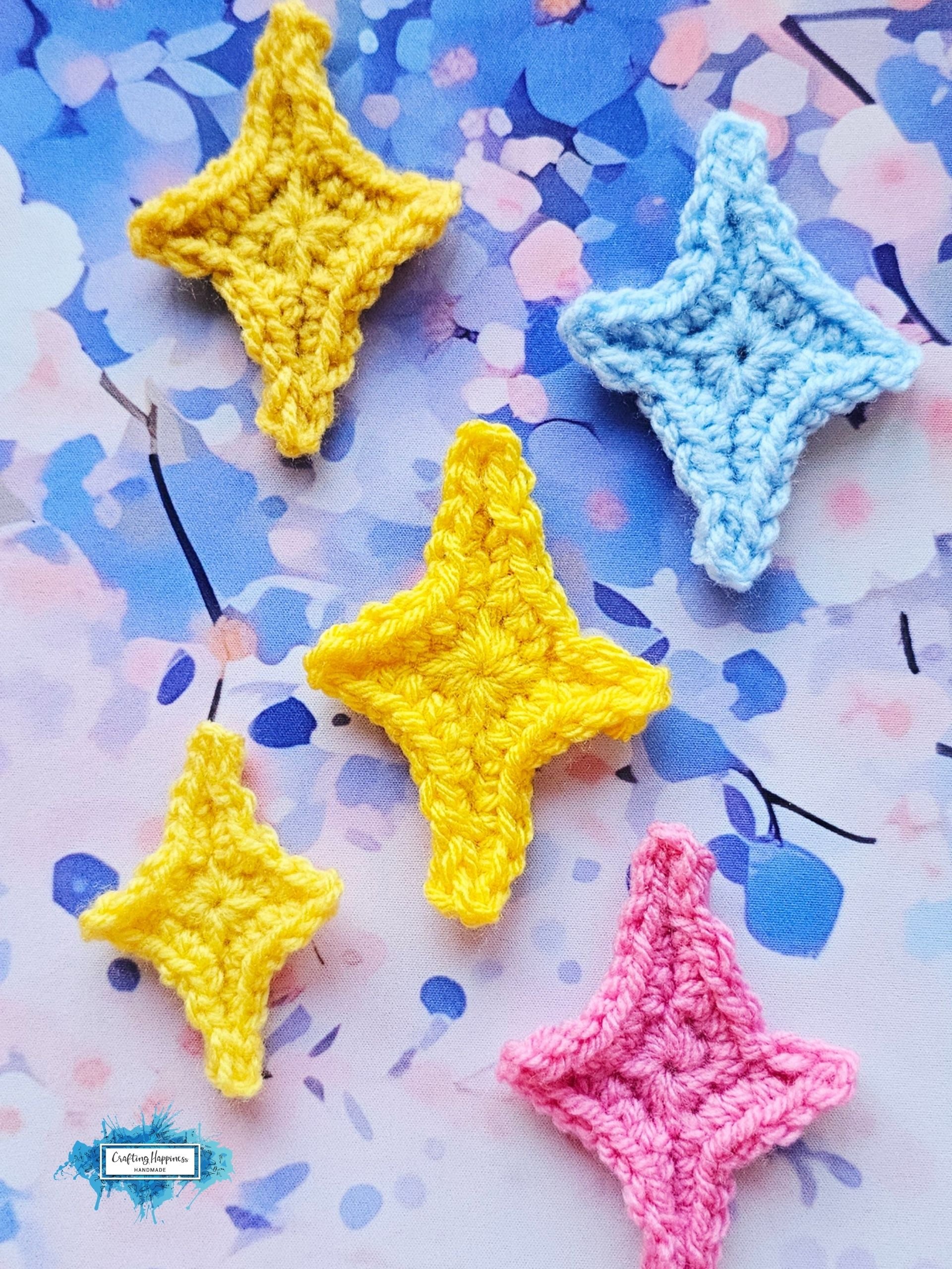 CROCHET PATTERN + VIDEO Emoji Sparkle Star 4 Sizes | Celestial Applique Motif | Kawaii Accessory | Cute Gift pdf product image (7)