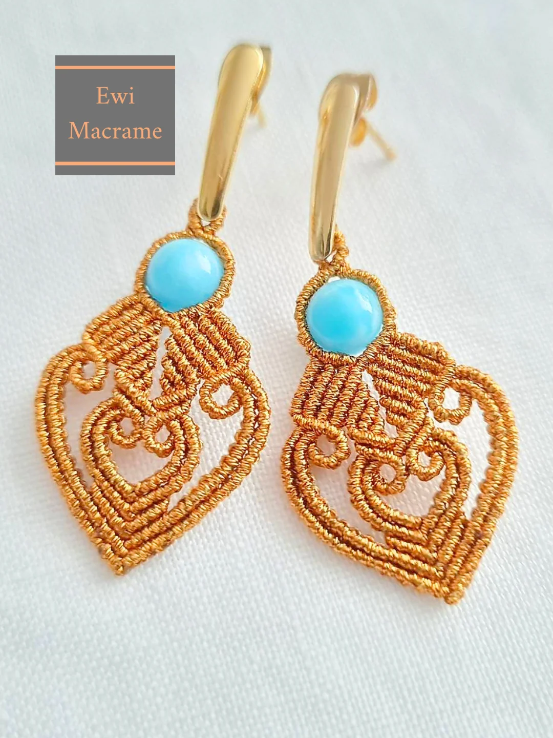 Boho Micro Macrame Natural Stone Earrings – Photo Tutorial product image (1)