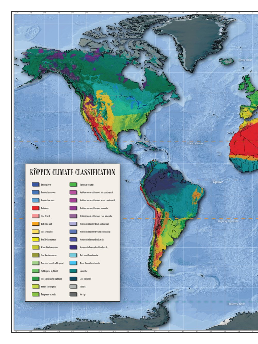 Köppen Climate Topographic World Map product image (7)