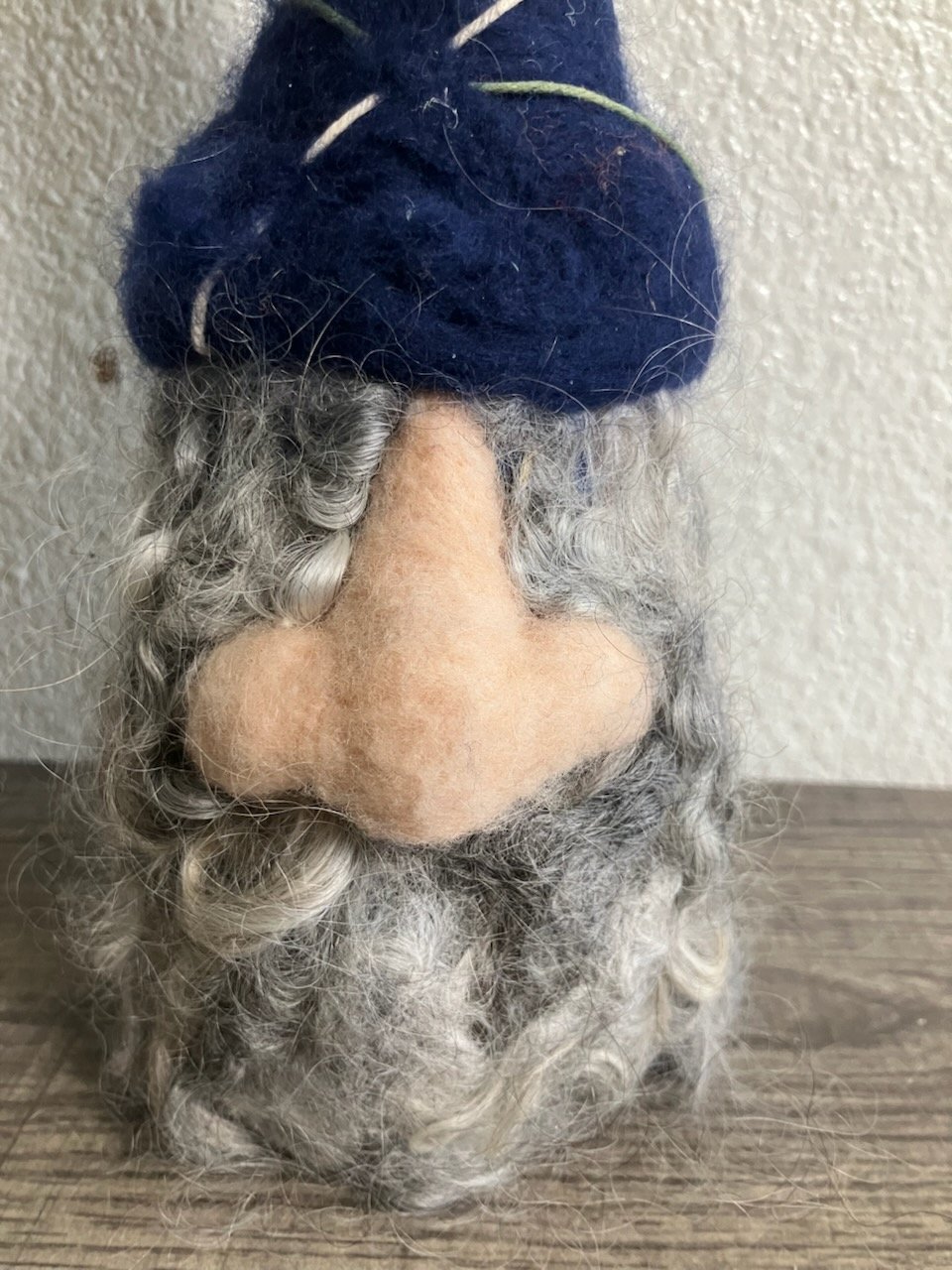 Hand-Felted Wool Gnome - Artisan Forest Spirit - Navy Blue Hat product image (5)