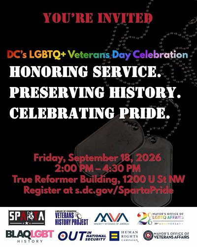 In the DMV? Join us and many wonderful partner organizations for DC’s annual LGBTQIA+ Veterans Day Celebration, where we’ll a...