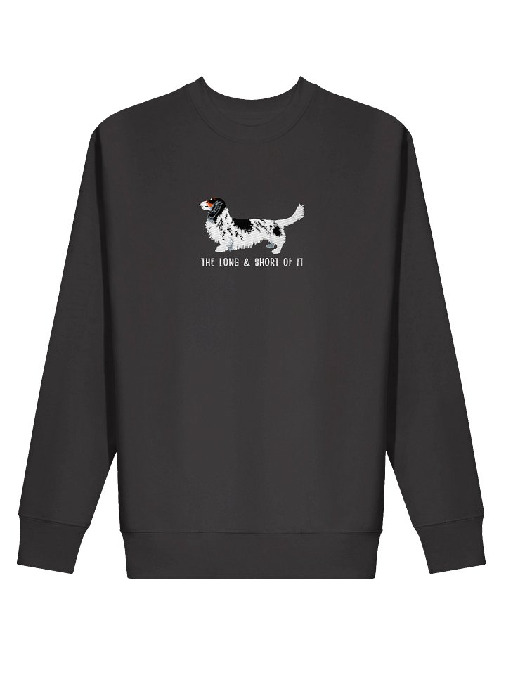 The Long & Short of It Sweatshirt (Embroidered) of a Longhaired Dachshund(Pied Black & White) product image (9)