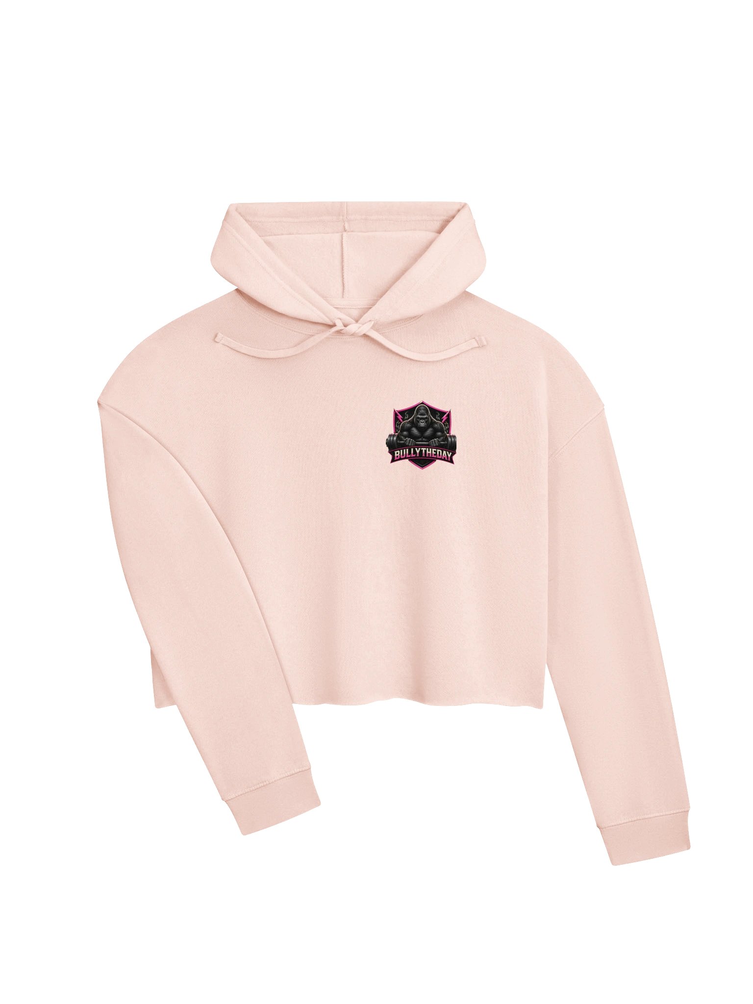 Bully The Day Crop Hoodie - Pink Crest Front product image (2)