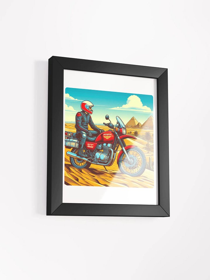 Desert Rider Retro Poster | biker enjoying the atmosphere in cairo egypt by AI product image (34)