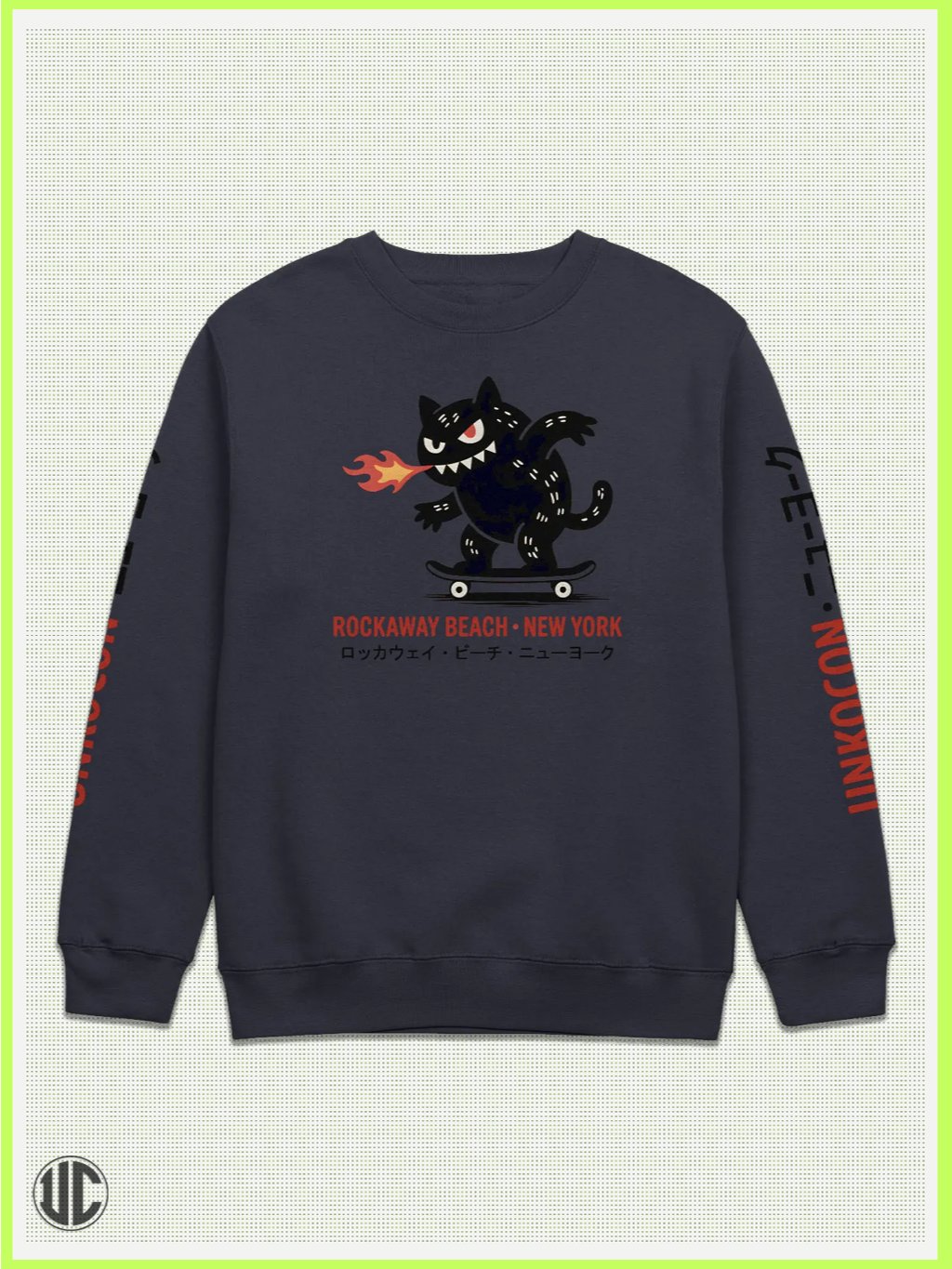 UnkoCon – Rockaway Beach NY Skater Crew Neck Sweatshirt product image (1)