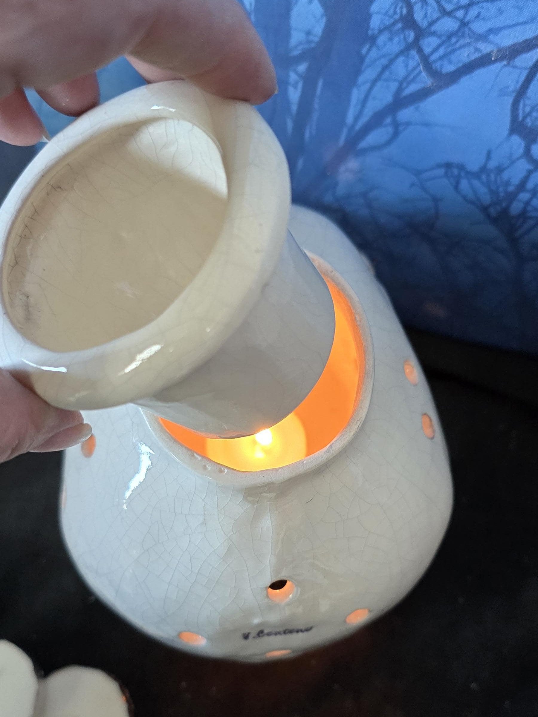 Crackle Glaze Skull Wax Warmer: Ceramic Incense Burner product image (7)