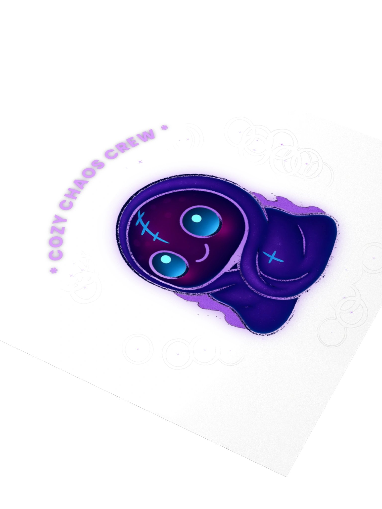 Cozy Chaos Cloaked Mascot — Kiss‑Cut Sticker product image (9)