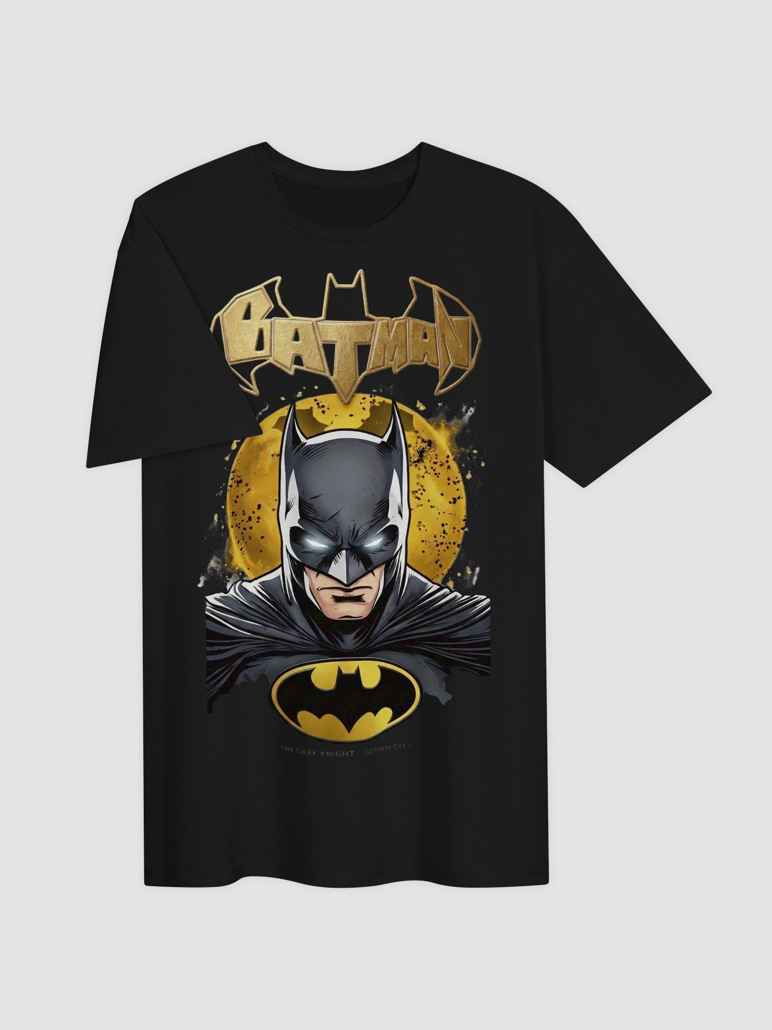 Batman Dark Knight T-Shirt | Gold Splatter Moon Portrait | 40th Anniversary Gotham product image (3)