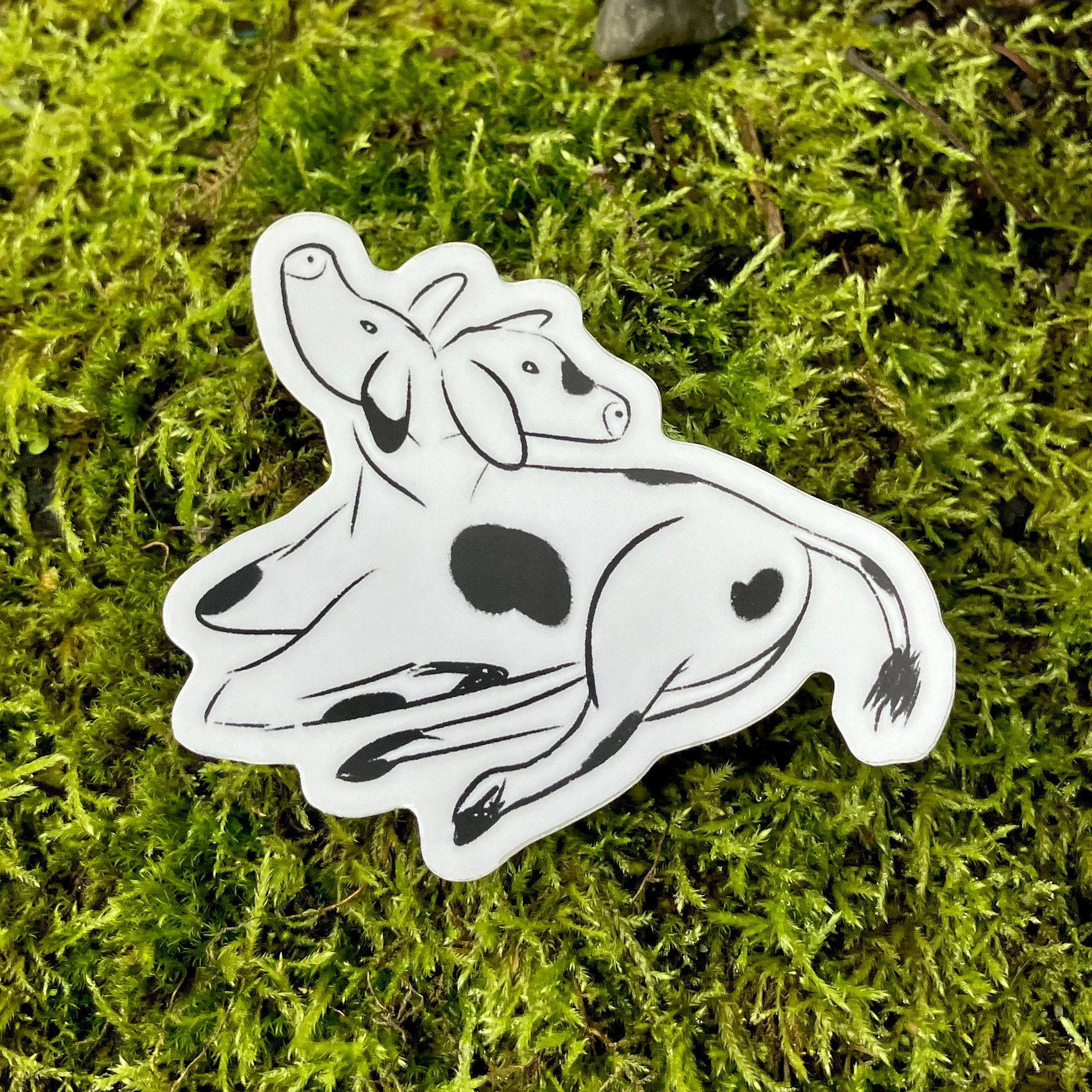 Two Heads Cow Sticker product image (1)