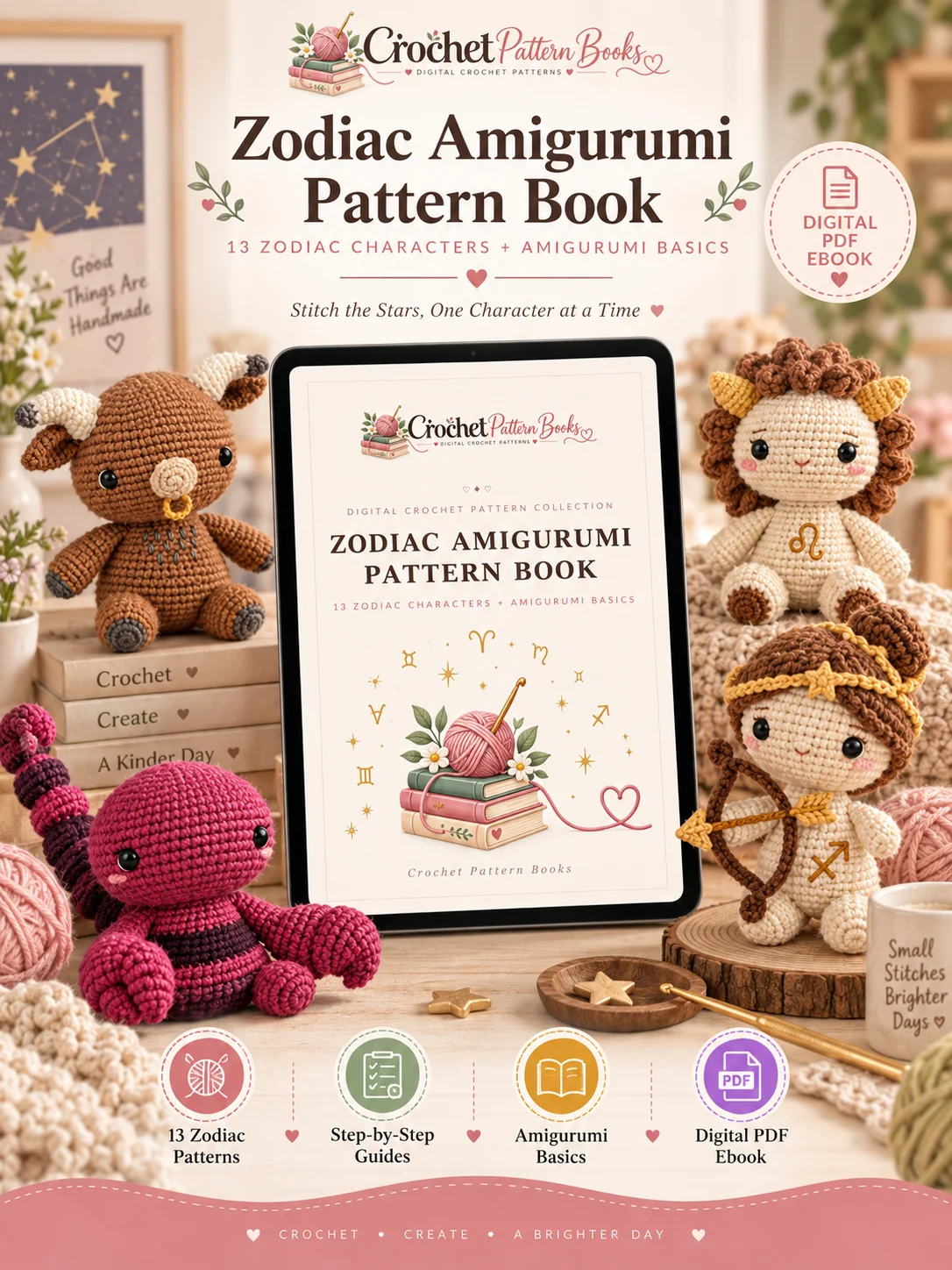 Zodiac Amigurumi Crochet Patterns 13 Zodiac Character Patterns with Beginner Guide PDF Ebook product image (1)
