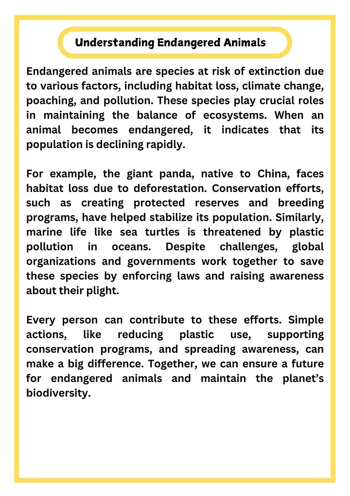 Endangered Animals Reading Passage with Comprehension Questions product image (2)