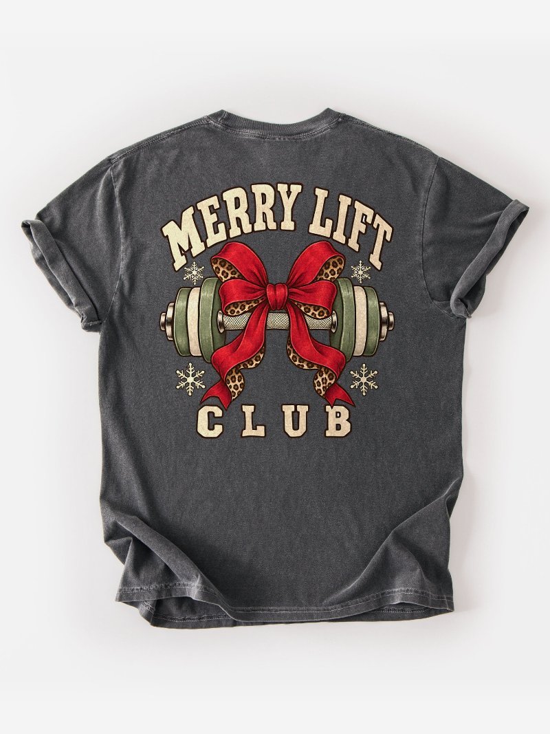 Merry Lift Club Oversized Gym Tee | Christmas Gym Shirt product image (1)