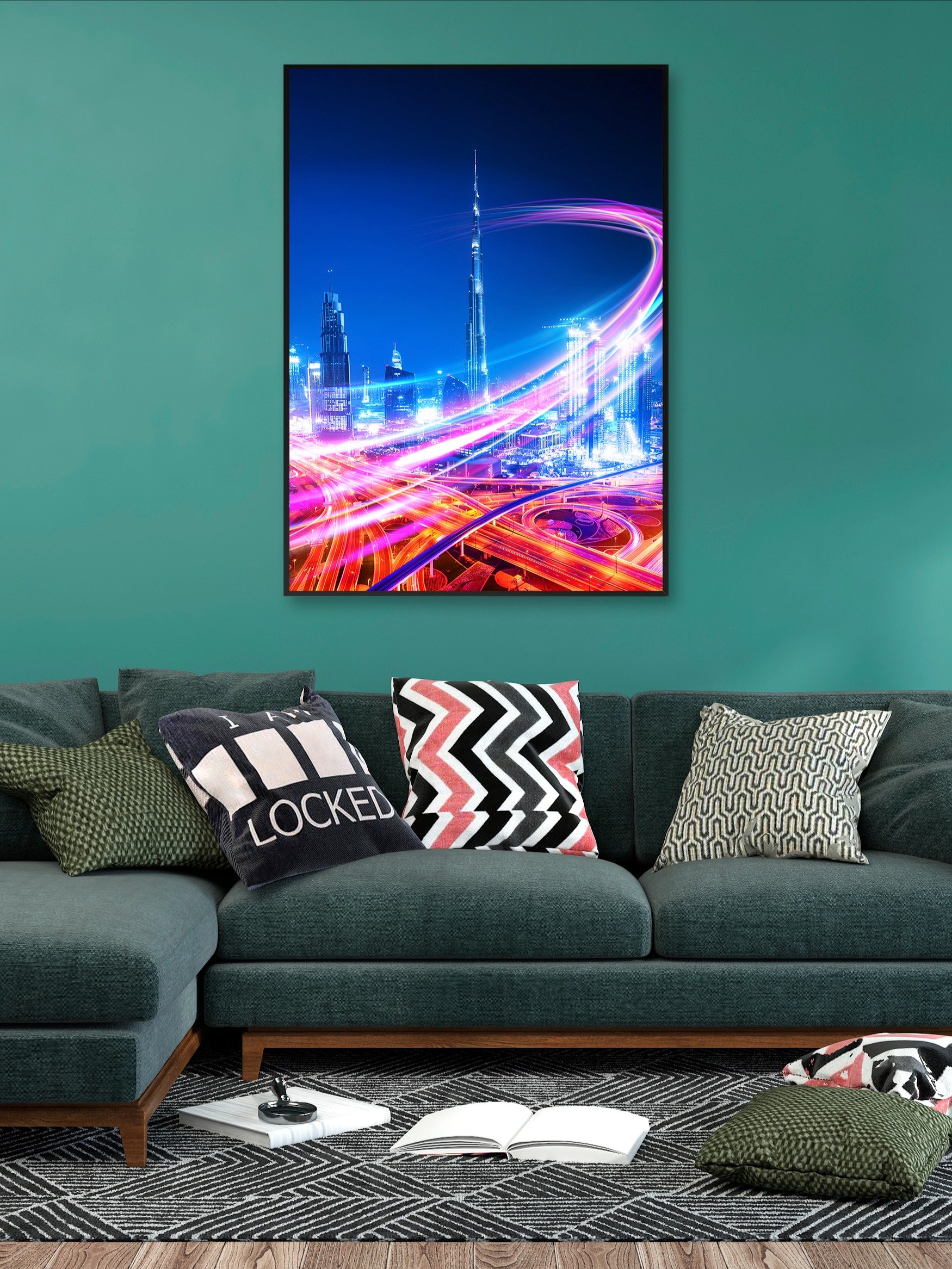 Neon city: Dubai, Burj Khalifa #2 (synthwave/vaporwave/retrowave/cyberpunk) — aesthetic poster product image (2)