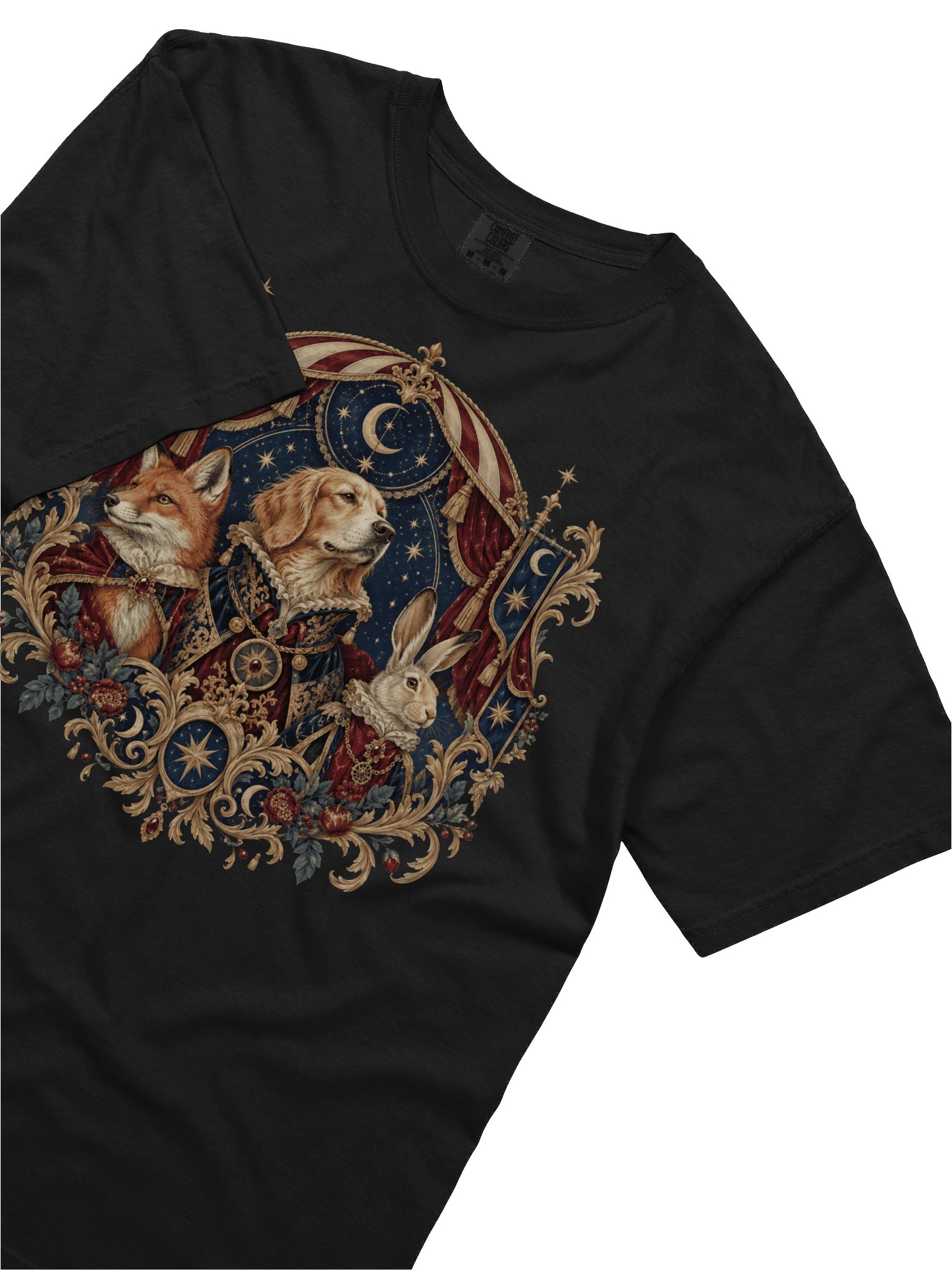 Vintage Woodland Animal Graphic T-Shirt – Dog, Fox & Rabbit Victorian Art Tee product image (11)