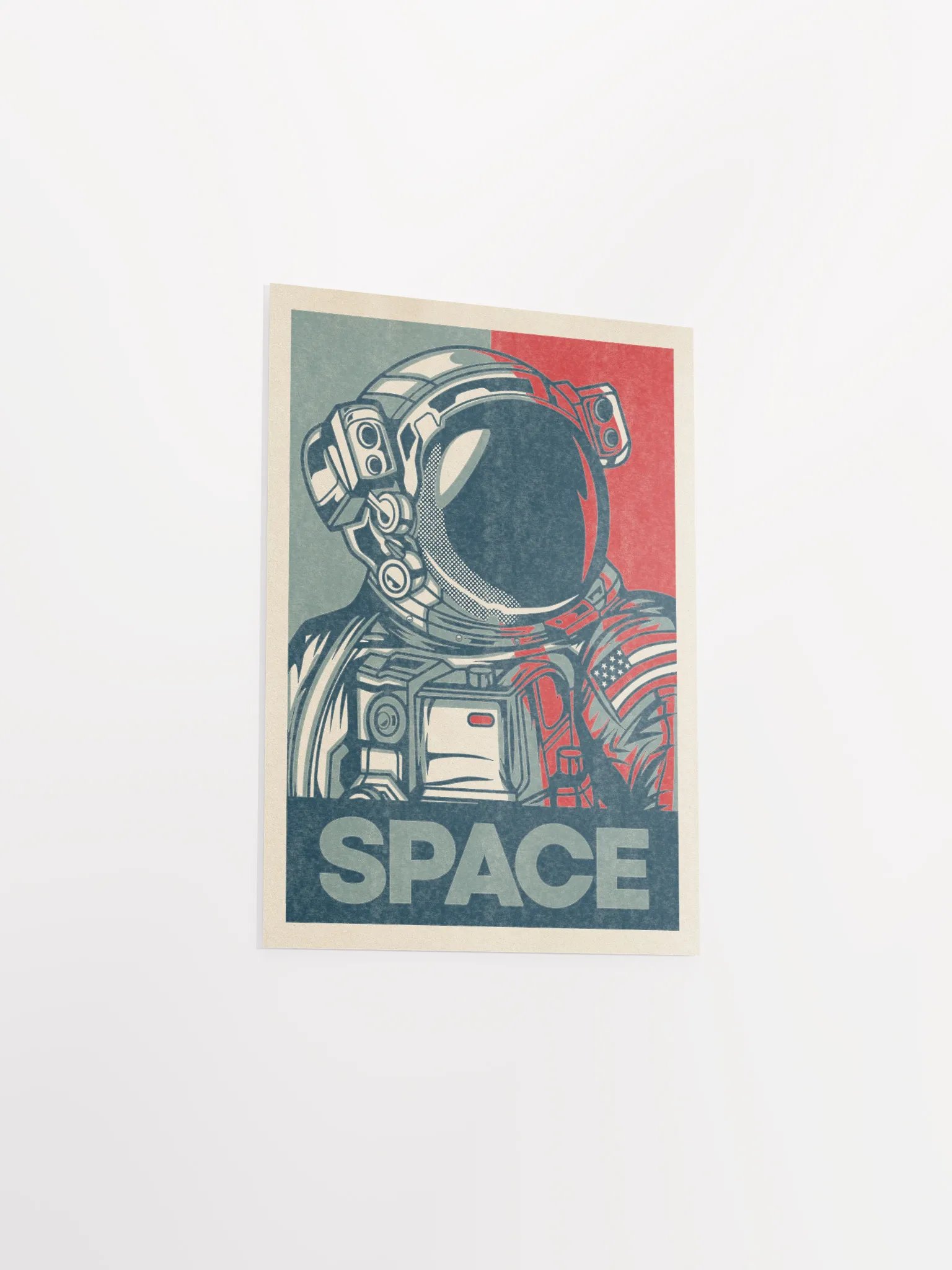 Space (Hope/Obama style, Shepard Fairey style) — Vintage space poster, retro space art, propaganda poster, retrofuturism art, retro sci-fi print product image (8)