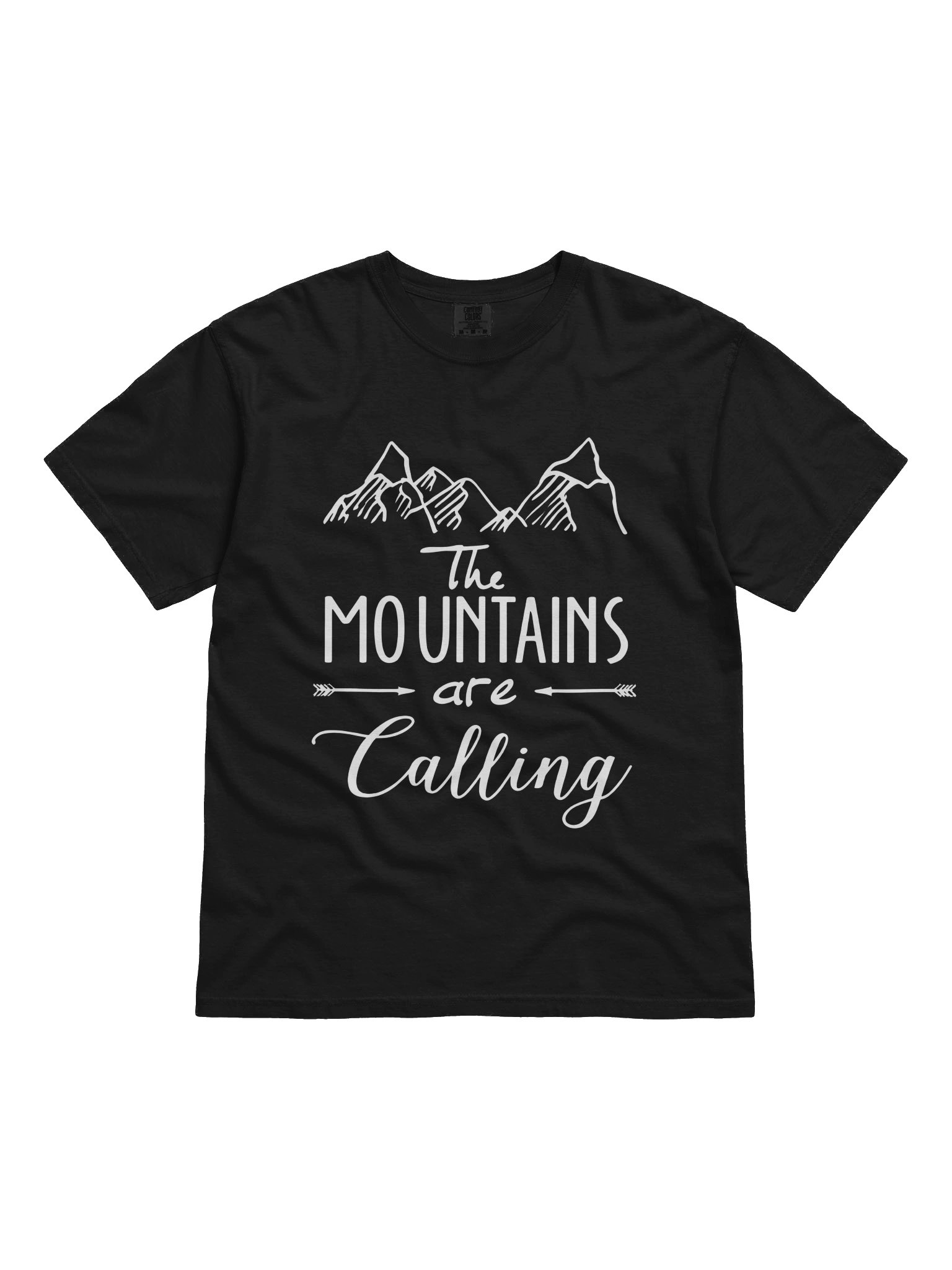 The Mountains Are Calling Graphic T-Shirt – Hand-Drawn Peak & Trail Arrow Shirt product image (1)