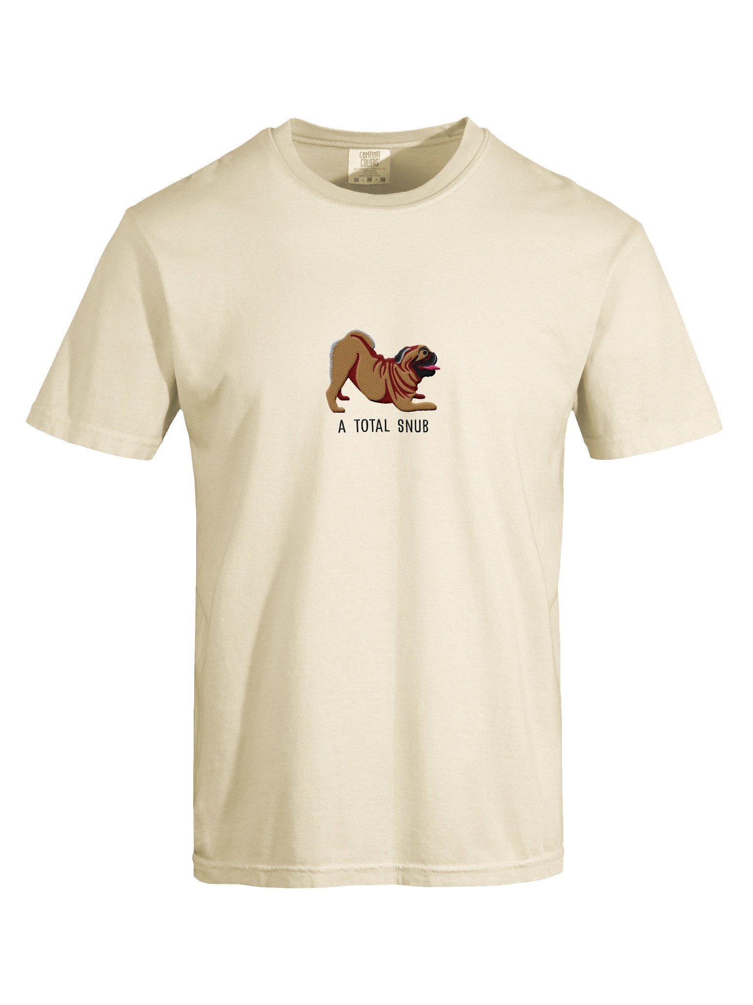 A Total Snub T-Shirt(Embroidered) of a Pug(Tan) product image (10)