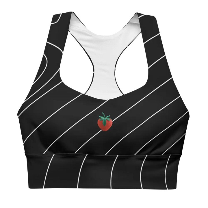 CozyAvocado Women's Black Recycled Longline Sports Bra Strawberry #2 product image (1)