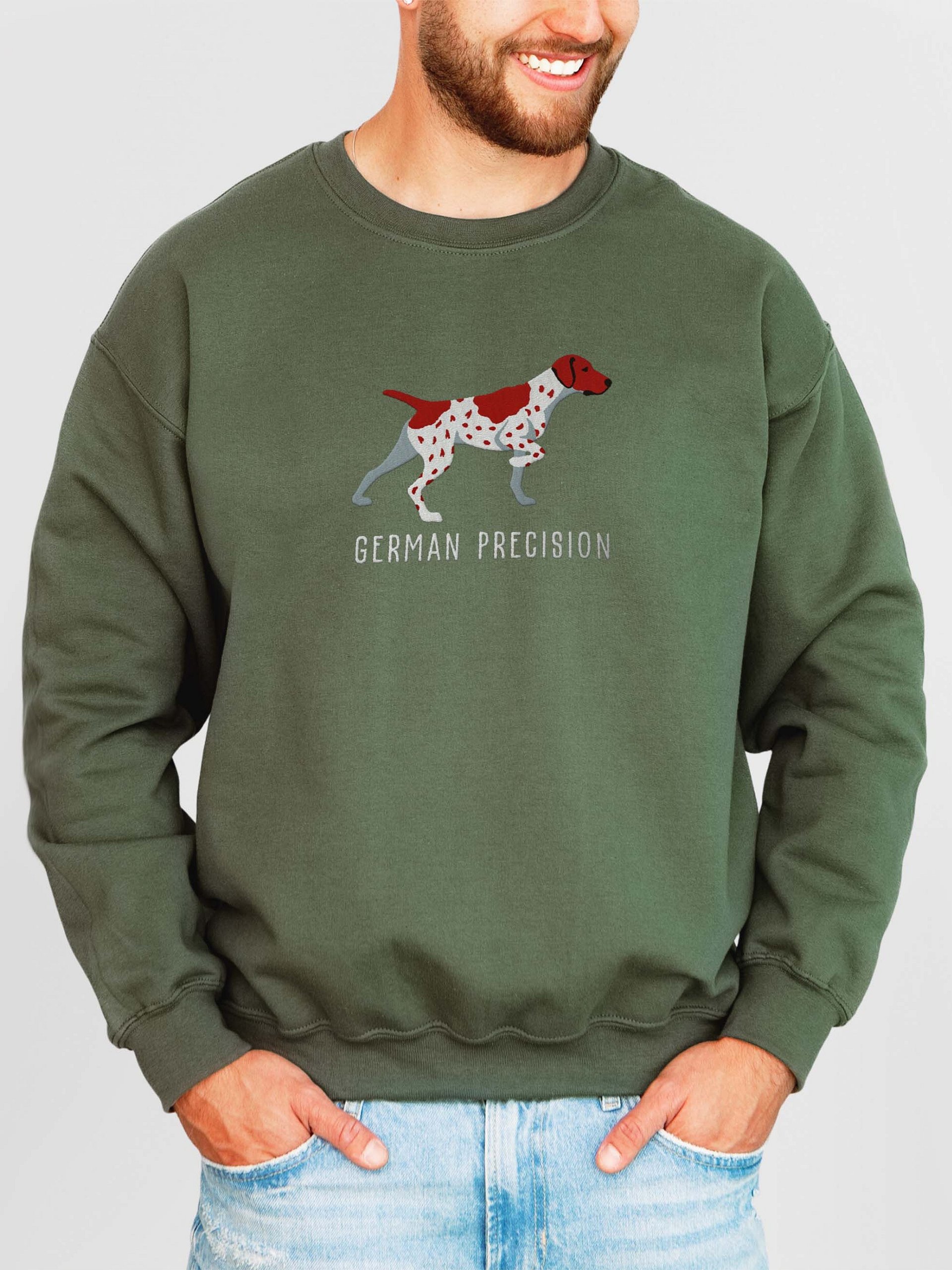 German Precision Sweatshirt (Embroidered) of a German Shorthaired Pointer(Liver & White) product image (2)