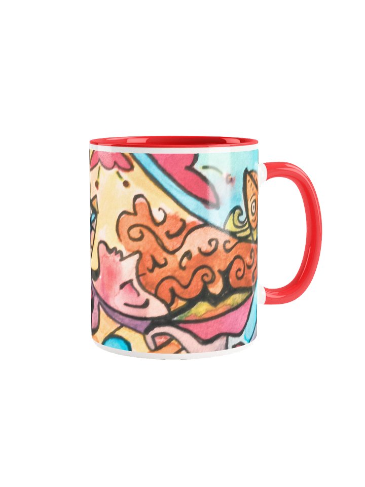 Ann's Original Sleeping Beauty Watercolor Wash & Ink Artwork Accent Coffee Mug 11oz Microwave & Dishwasher Safe Glossy Ceramic with Colored Interior & Handle product image (1)