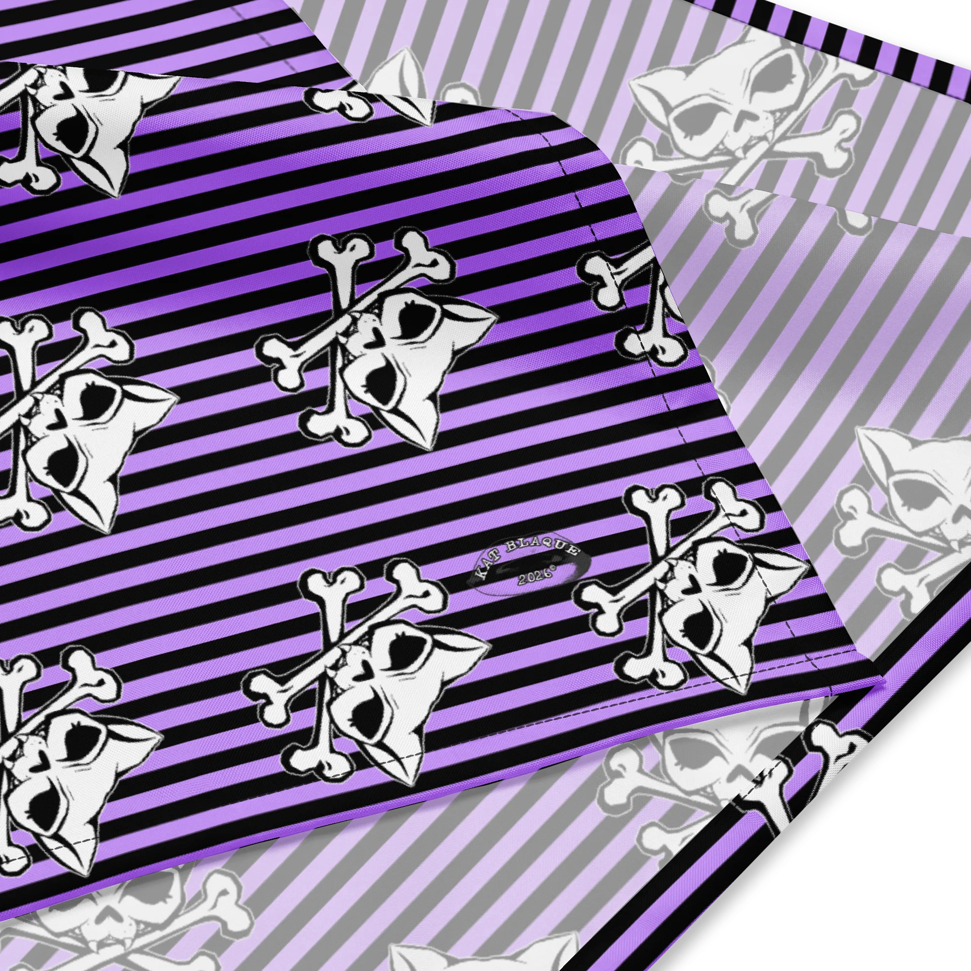 Blaque and Purple Kat Skull Bandana product image (2)
