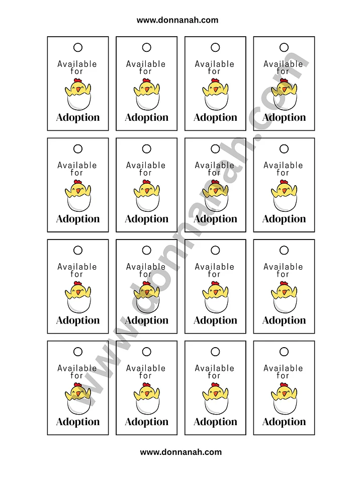 Printable Amigurumi Chick Tag, download (*no physical product) PDF product image (2)