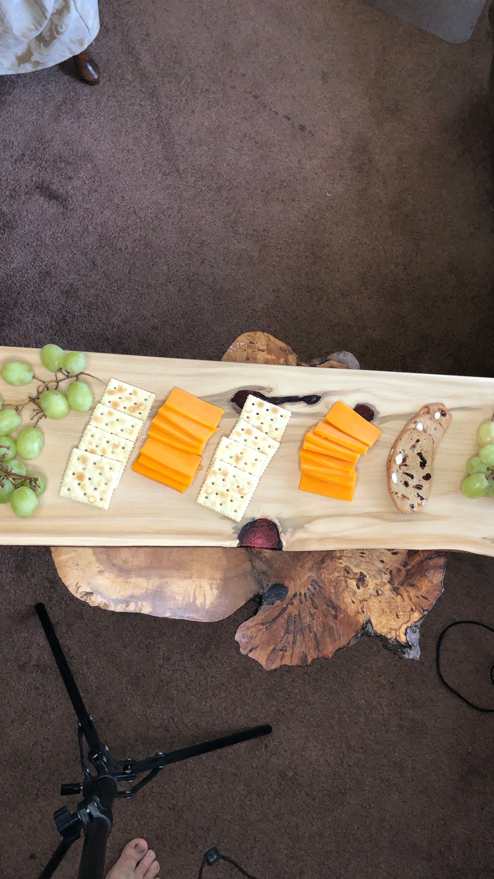 Live edge White cedar Charcuterie board with wine red resin-natural colored 7 5/8" x 26 3/4" x 3/4" product image (2)