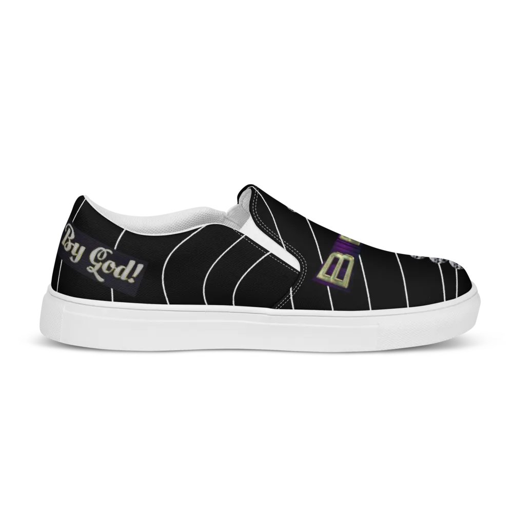 BBG Black Pinstripe Men's Diamond Cross Slip Ons product image (5)