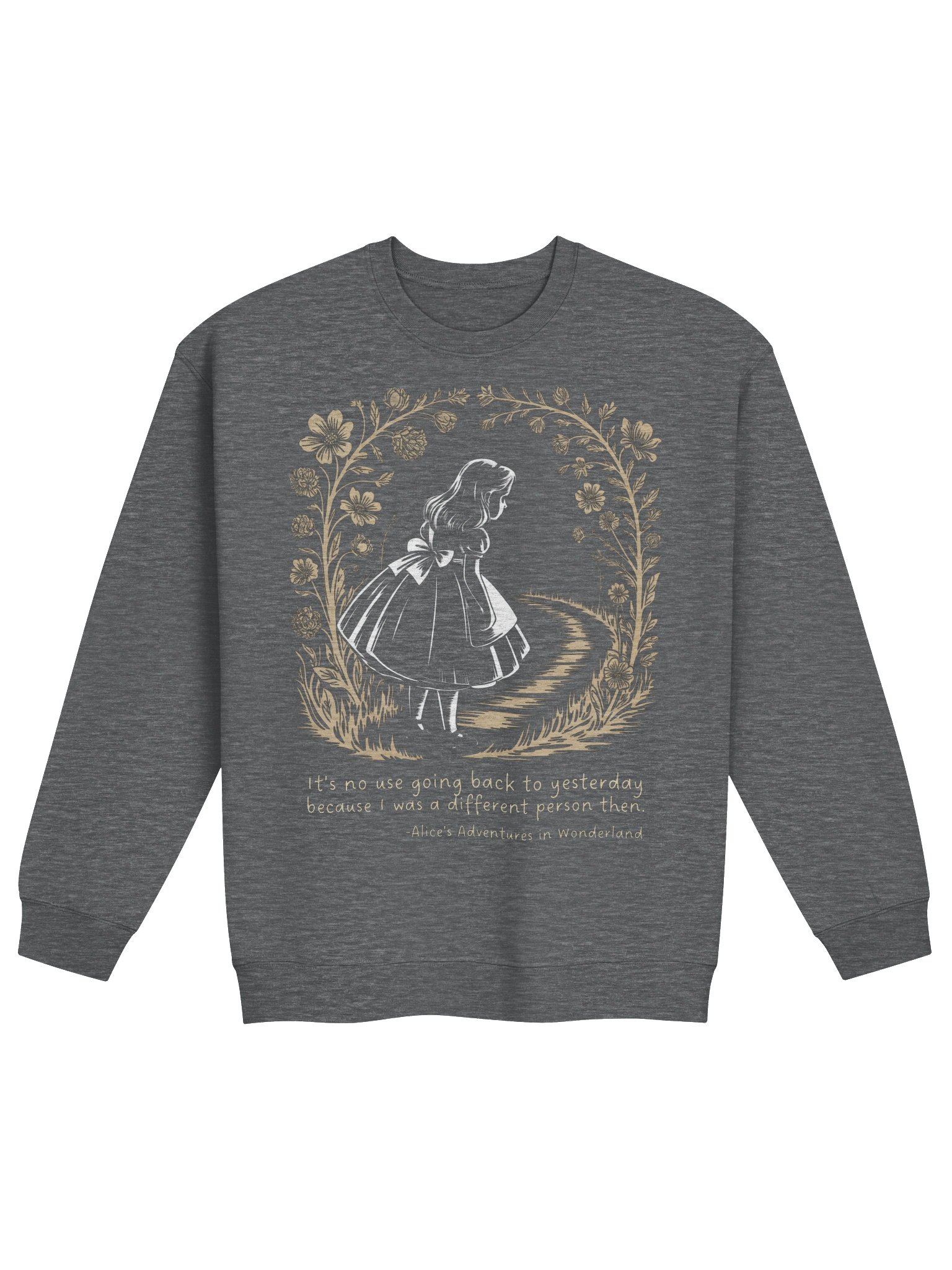 Alice Quote Floral Sweatshirt, Whimsical Wonderland Graphic product image (2)