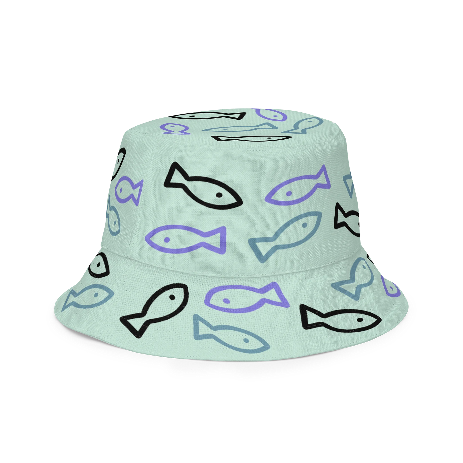 Mint Playful Fish All-Over Print Reversible Bucket Hat product image (2)
