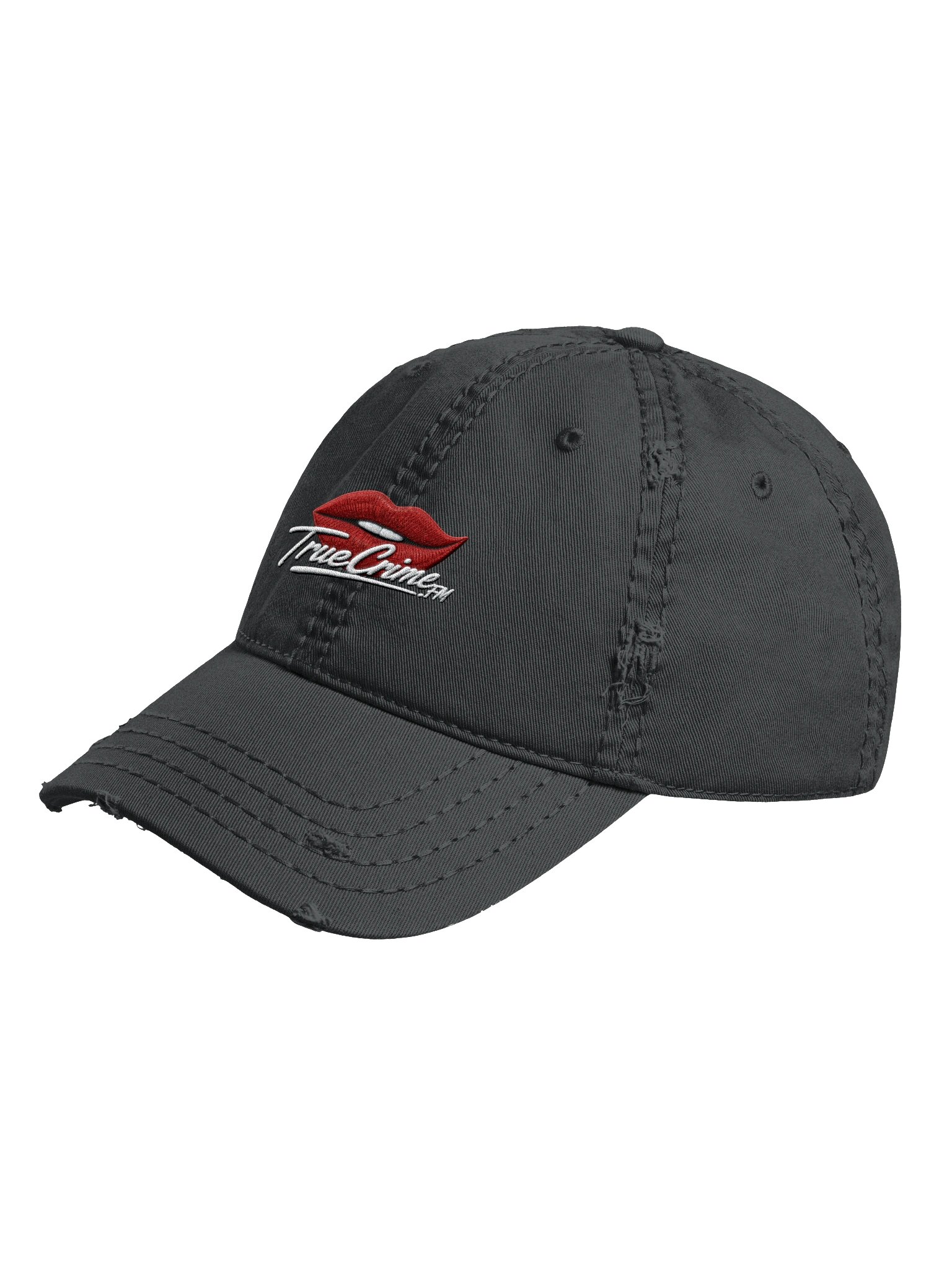 Otto Distressed Dad Hat - TrueCrimeFM Lips and Logo product image (2)
