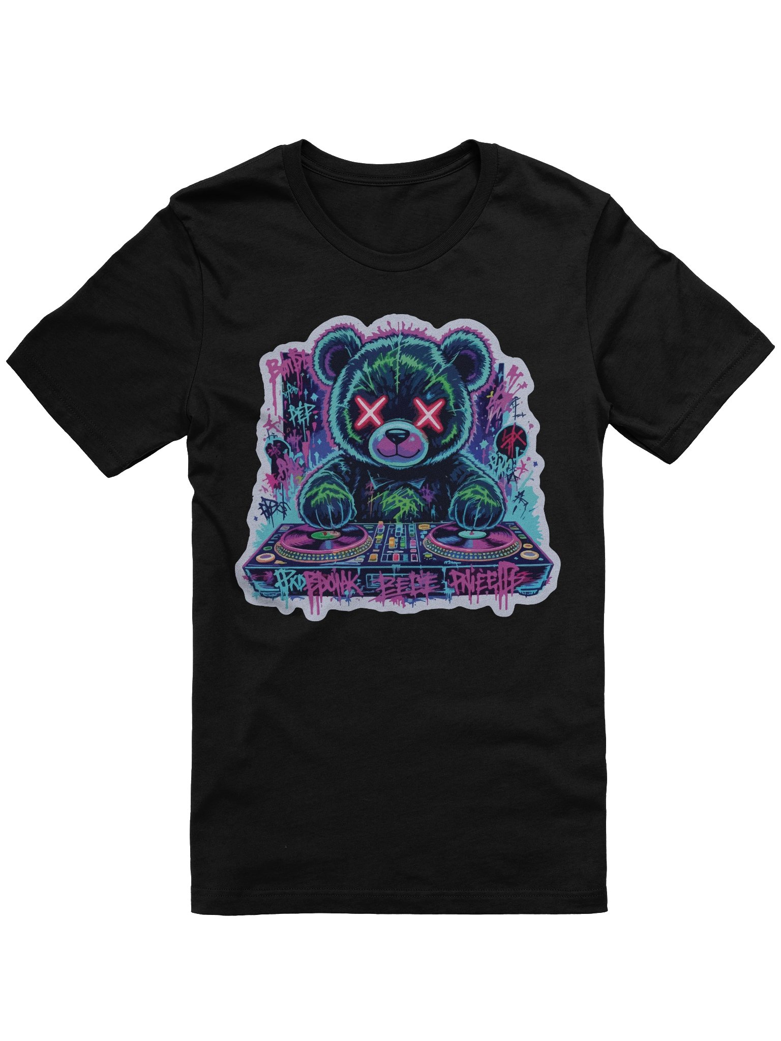 Neon DJ Bear Graffiti T-Shirt - Unisex T-Shirt – Premium Printed T-Shirt for Everyday Casual & Streetwear product image (1)