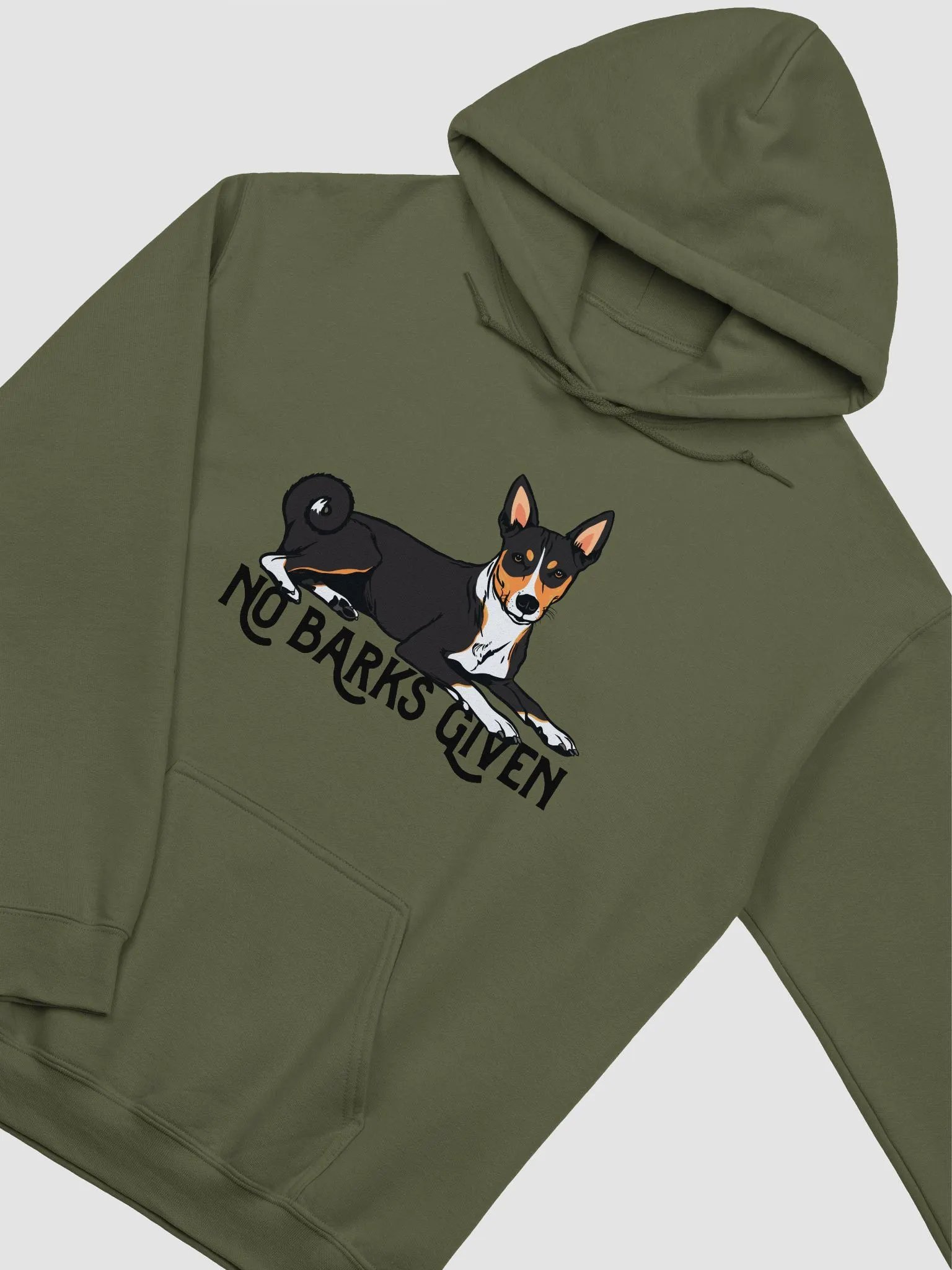 No Barks Given Hooded Sweatshirt of a Basenji(Tricolor) | Funny Hoodie for Basenji Dog Paw-rents product image (5)