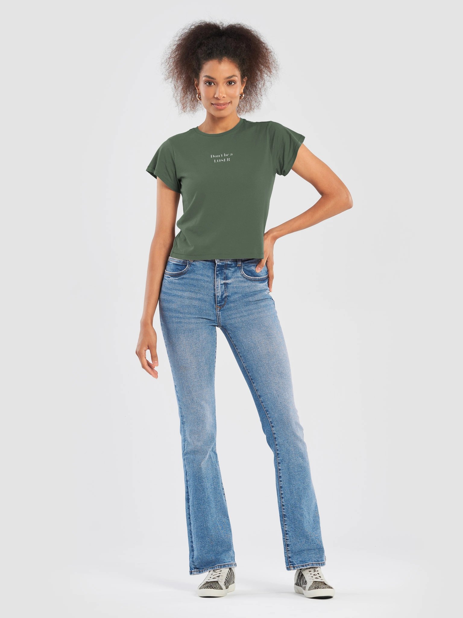 Don't be a LOSER forrest green womens high waisted Tee product image (7)