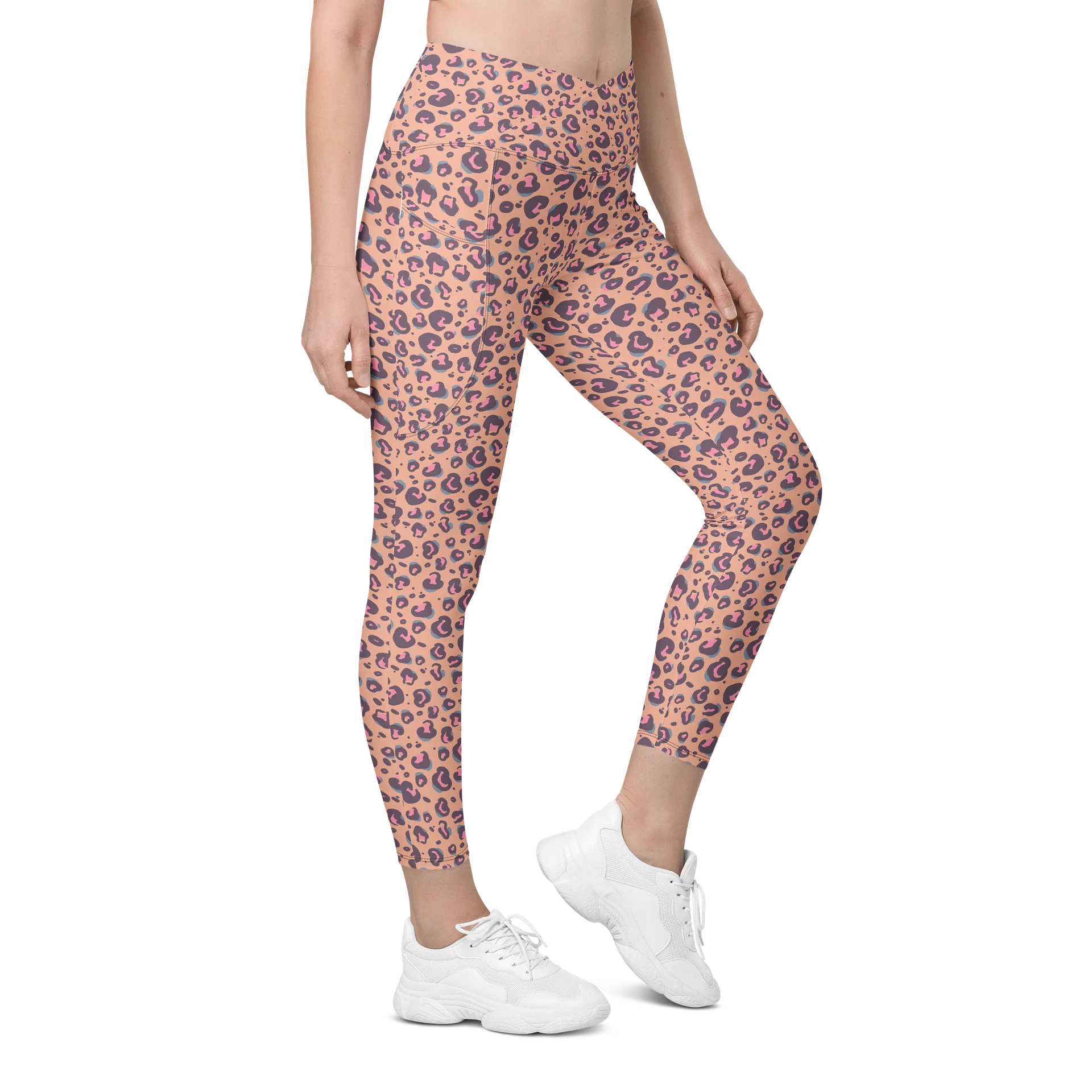 Unique Design Crossover Leggings with Bold Leopard Print product image (4)