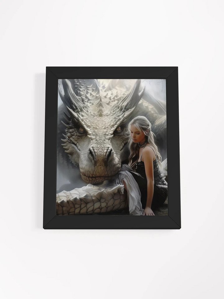 Girl with her white dragon - Framed High Quality Matte Poster product image (2)