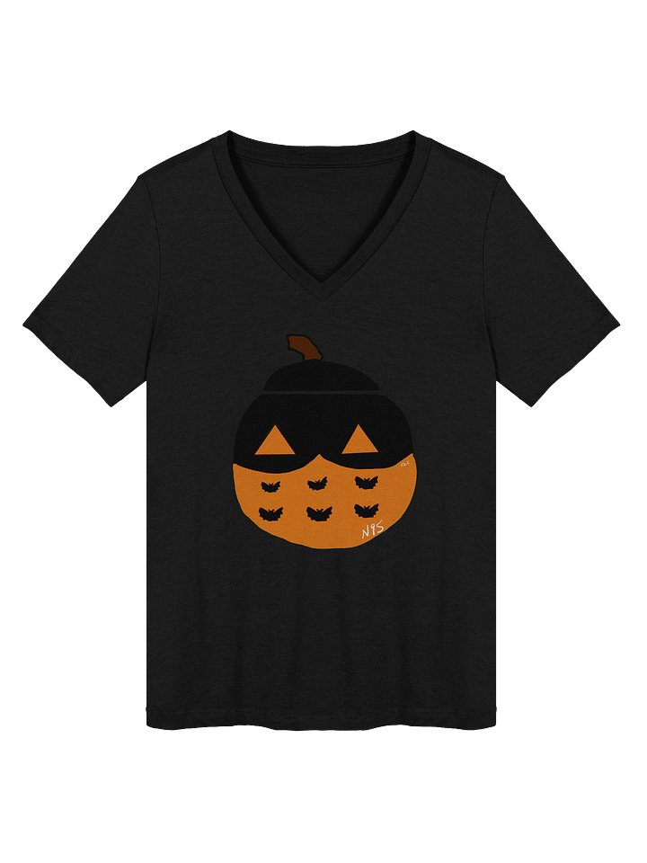 Mask-O-Lantern v-neck tee (orange mask) product image (1)