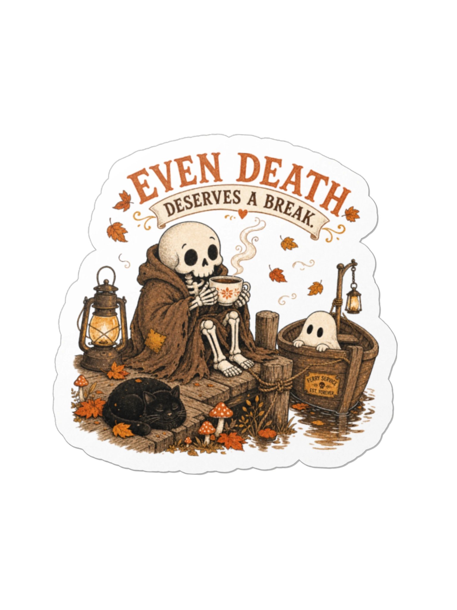 Even Death Deserves a Break Halloween Sticker product image (1)