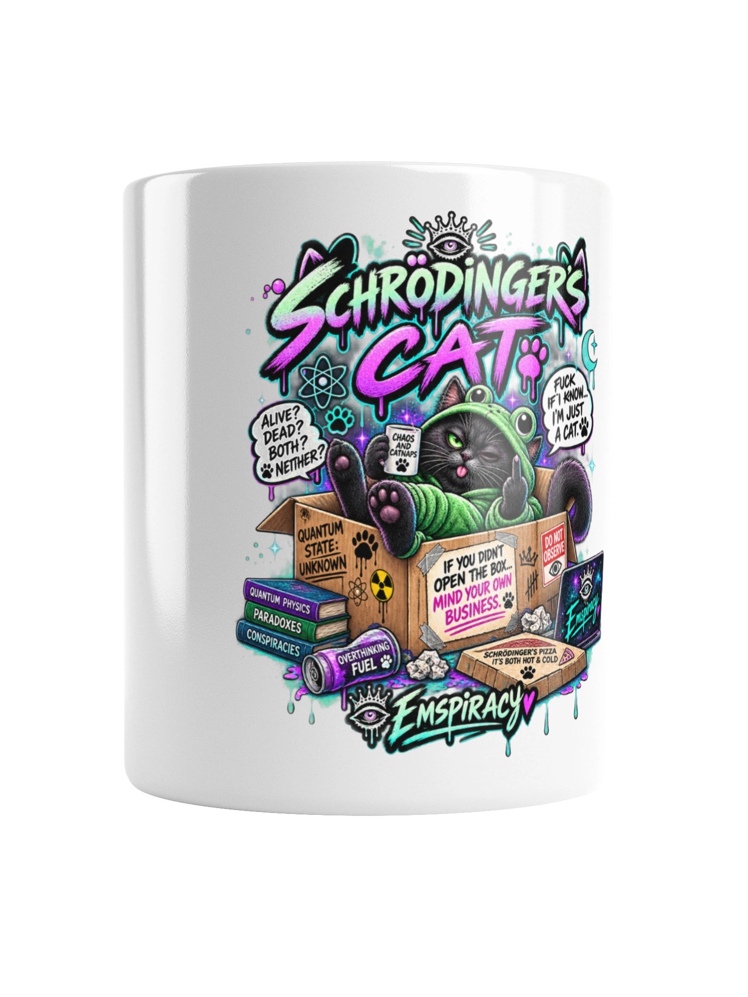 🐈‍⬛🐸☕ SCHRÖDINGER’S CAT FUCK KNOWS. I’M JUST A CAT. 😂💚 product image (1)